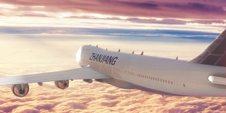 Flight Plane Travel over Clouds Zhanjiang