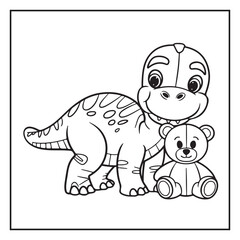 Cute Dinosaur Coloring Pages for Kids.
Dinosaur designs For Kids. Illustrations with Thick Lines