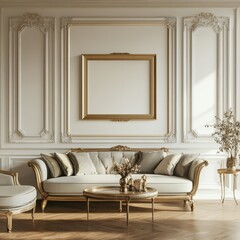 Elegant Gold Framed Sofa in Classic Room Interior