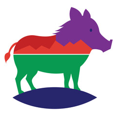 Fototapeta premium Illustration of a wild boar with a flag of Gambia