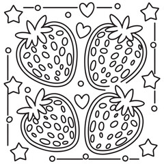 Chidren coloring page fruits Strawberry
