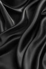 Fototapeta premium Black silk fabric close-up