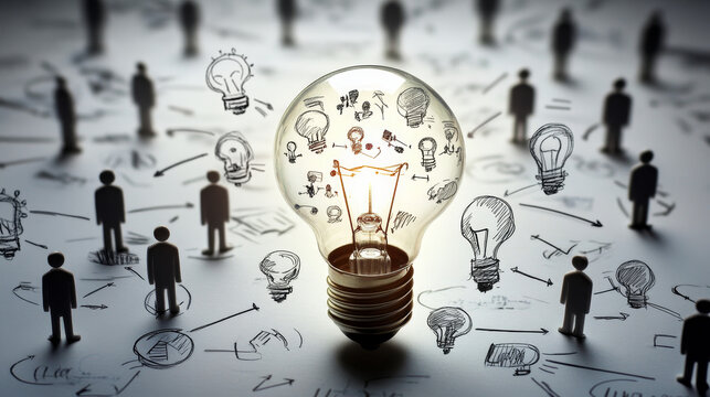 Brainstorm banner. Concept of team meeting in company office for exchange ideas and minds, find business solutions. Vector poster of brainstorming with flat illustration of people communication