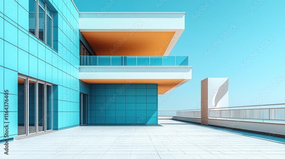 Poster modern architectural design with vibrant colors and clean lines.
