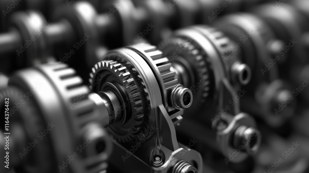 Aufkleber detailed close-up of industrial gear mechanism featuring precision engine components and interlockin
