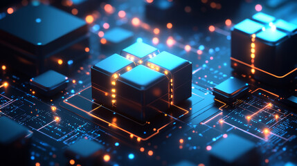 3d cyber monday digital tech gift box sale offer background. Futuristic shopping wireframe poster for online advertising or game design. Neon surprise event with prize package marketing banner