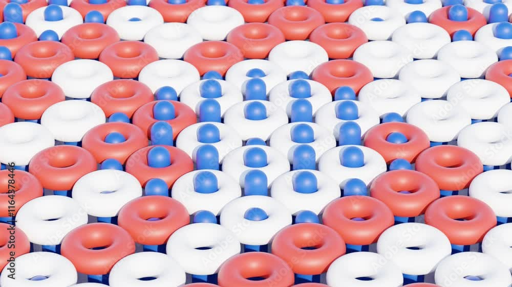 Aufkleber dynamic 3d animation featuring blue cylindrical columns moving in waves through openings and between