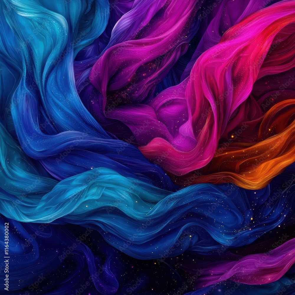 Poster abstract colorful flowing fabric patterns in rich textures and hues
