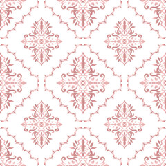 Classical Damask seamless pattern, Vintage design, element old style, Rose gold floral ornament, Luxury Ornamental lace tracery, Traditional background, Vector Illustration for Elegant Textile Design