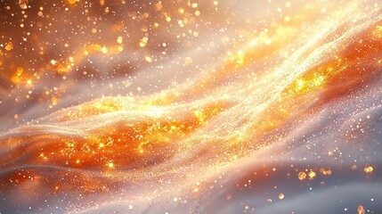 Obraz premium Abstract golden sparkles and swirling light trails.