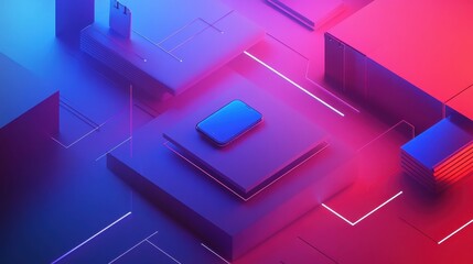 Vibrant abstract technology background with smartphone