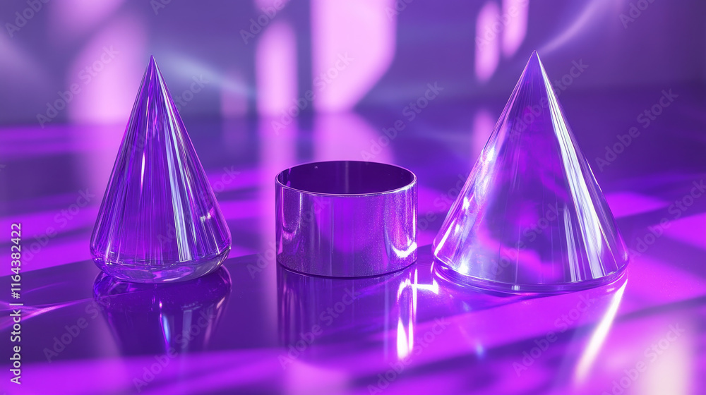 Poster 3d abstract shape render. holographic figure art. isometric gradient geometric block isolated. futur