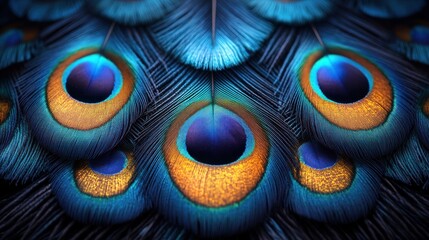 Close-up of a peacock feather showcasing vibrant colors and intricate patterns.