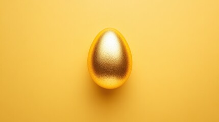 Golden egg on a bright yellow background symbolizing luxury and Easter celebration