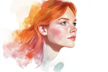 Fototapeta premium A portrait of a woman with bright red hair