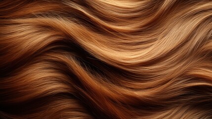 Fototapeta premium Close-up of flowing, wavy strands of vibrant auburn hair.