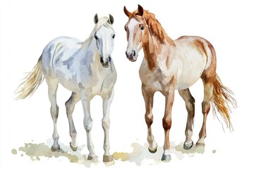 Two horses standing side by side, likely domesticated