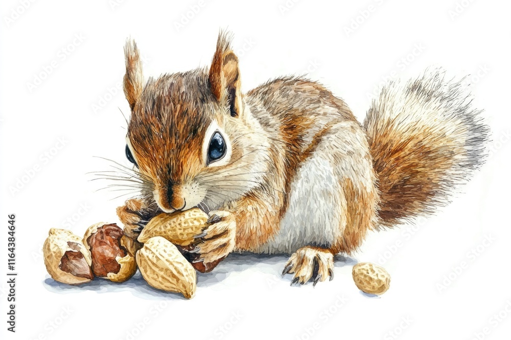 Poster a close-up view of a squirrel enjoying a nut