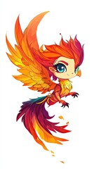 Fototapeta premium A Fiery Phoenix Girl Soaring Gracefully Through Air