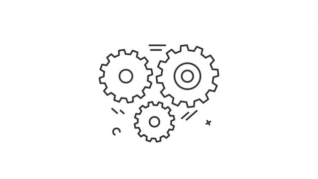 Outline gear icon animation motion graphic video