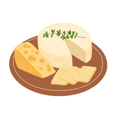 Traditional French Cheese Platter on Wooden Board