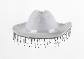 white women cowboy hat with beads isolated on white background