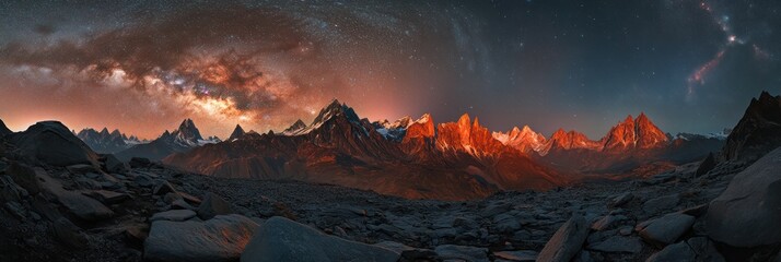 Obraz premium Majestic Mountains Underneath a Starry Night Sky