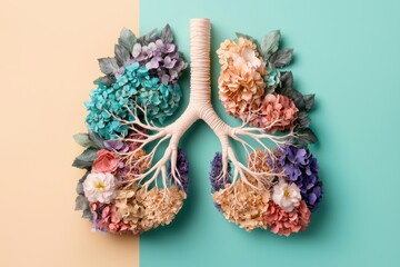 Vibrant Floral Lungs Artwork on Colorful Background for Wellness