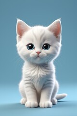 Fototapeta premium there is a white kitten sitting on a blue surface