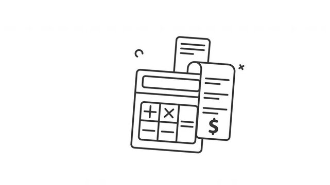 outline calculator icon animation motion graphic video