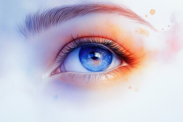 A close-up shot of a person's blue eye