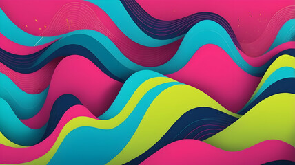 Abstract colorful wavy background with vibrant pink, blue, green, and dark blue shades.