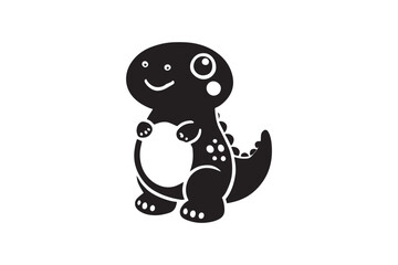simple and unobtrusive cute baby dino dinosaurs vector silhouette illustration isolated in white background
