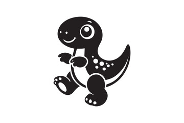 simple and unobtrusive cute baby dino dinosaurs vector silhouette illustration isolated in white background
