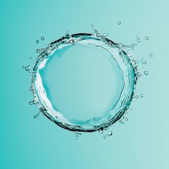 Vibrant Circular Water Splash with Blue Background for Creative Projects