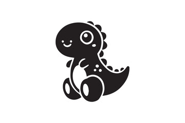 simple and unobtrusive cute baby dino dinosaurs vector silhouette illustration isolated in white background

