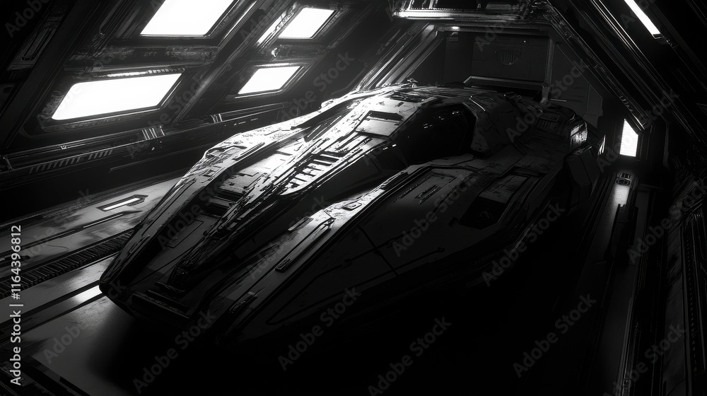Poster futuristic spacecraft in high-resolution dynamic angles