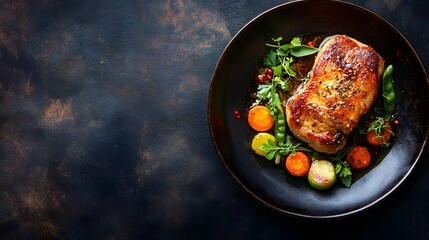 Pan Seared Pork Chop with Roasted Vegetables