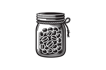 simple and unobtrusive Mason glass jar vector silhouette illustration isolated in white background
