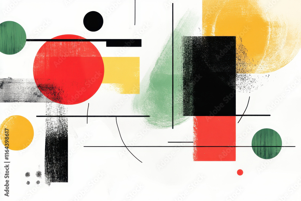 Aufkleber dynamic abstract geometric artwork featuring bold shapes and colors in a modern minimalist design fo