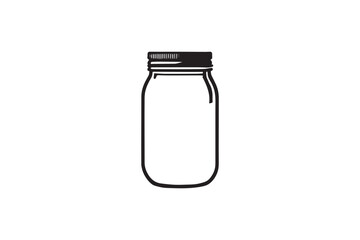 simple and unobtrusive Mason glass jar vector silhouette illustration isolated in white background

