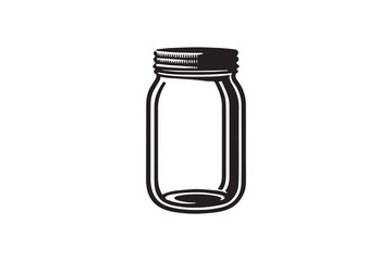simple and unobtrusive Mason glass jar vector silhouette illustration isolated in white background
