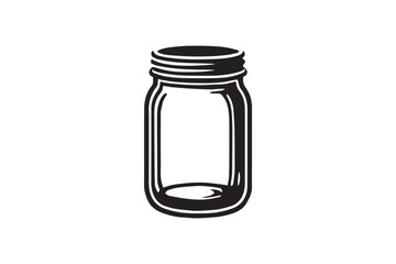 simple and unobtrusive Mason glass jar vector silhouette illustration isolated in white background
