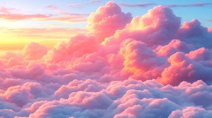 Pink and Orange Sunset Cloudscape Above Earth