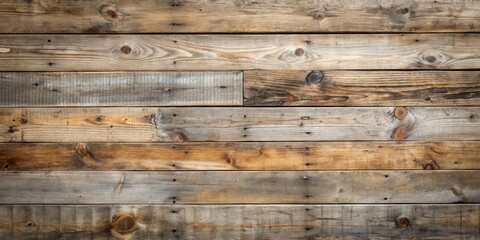 Naklejka premium Rustic Weathered Wood Planks A Textured Background of Horizontal Wooden Boards with Knots and Grain Detail