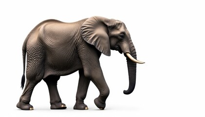 Obraz premium African elephant, profile view, white backdrop, studio, african