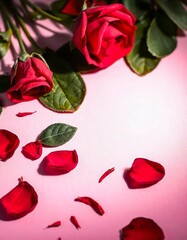 "Romantic Rose Petals Arrangement on Pastel Background".