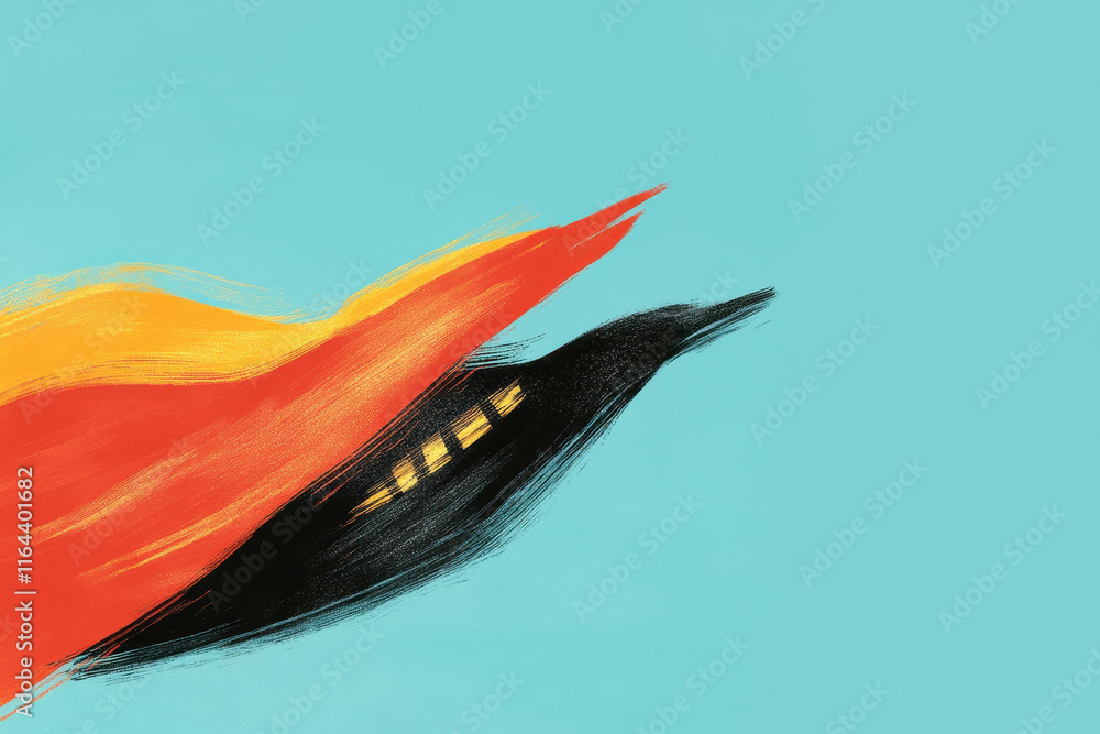 Aufkleber vibrant abstract digital illustration capturing technological progress through dynamic strokes and b