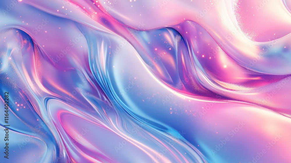 Aufkleber holographic liquid blurred waves abstract background. generative ai