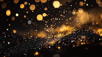 Obraz premium Celebrating 2025. Glittering 2025 sign with fireworks and bokeh lights